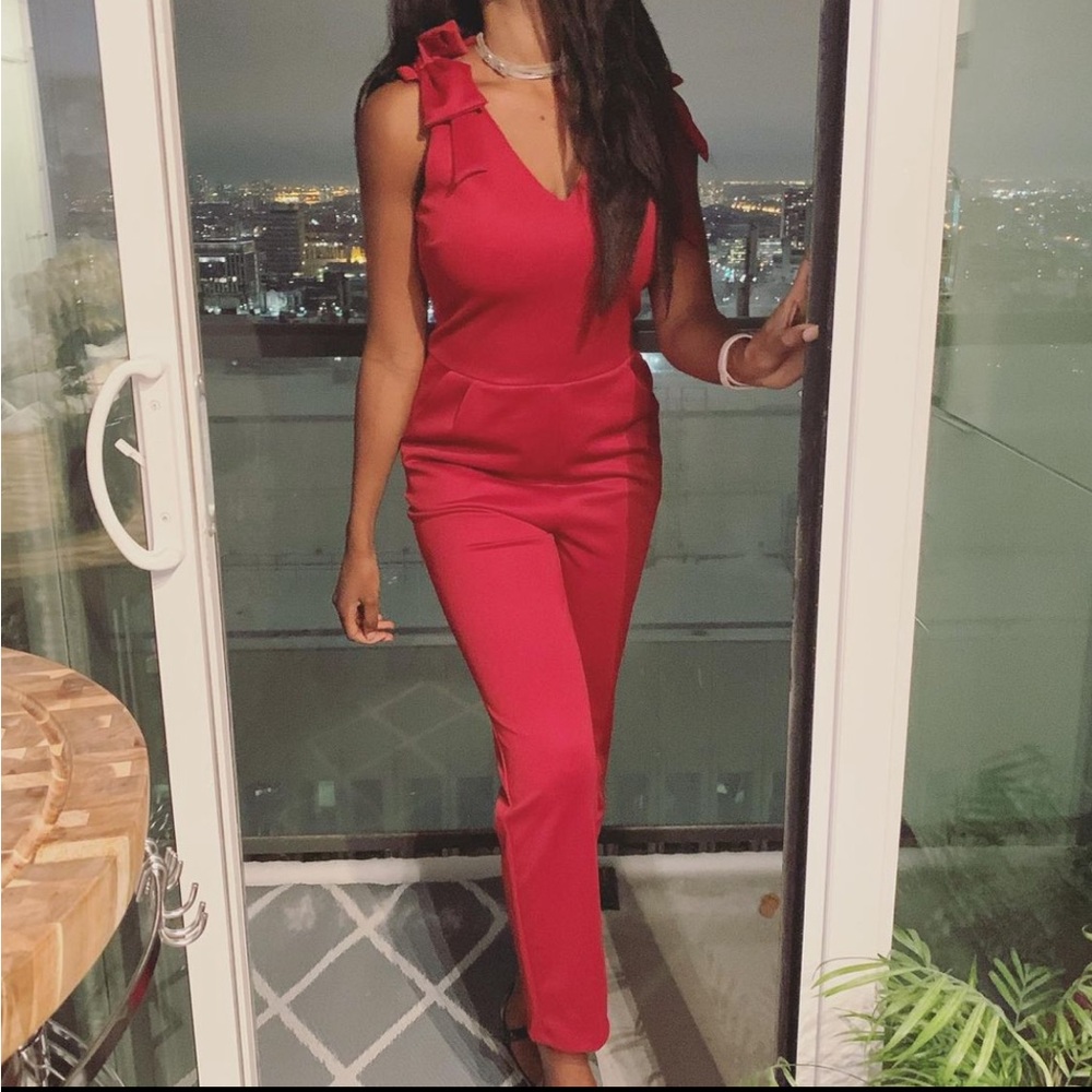 Red Wide Leg Jumpsuit – Formal, Wedding Guest, Cocktail